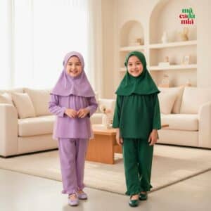 Setelan Baju Muslim Anak Perempuan 2-10 Tahun Malika SWZ
