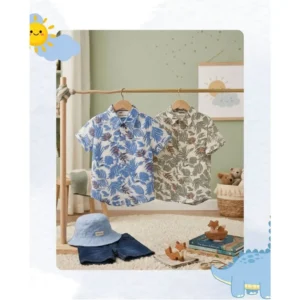 Kemeja 3-7 Tahun Motif Summer 2 Warna - Macadamia Little Glamz