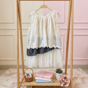 Dress  Usia 2-6 Tahun Lace Plaid White Kutung