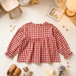 Atasan 2-6 Tahun Blouse Plaid Red Cream
