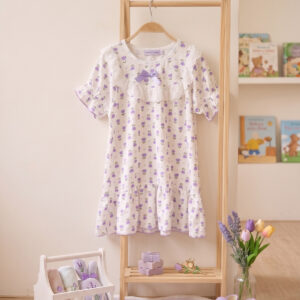 Piyama Dress 1-9 Tahun Flower Purple