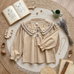 Atasan 2-6 Tahun Blouse Collar Bordir Flower Khaki