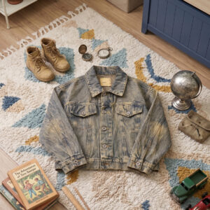 Jaket Boxy 4-8 Tahun Denim Wash Brown