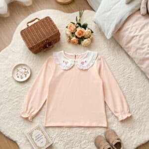 Atasan 1-5 Tahun Tshirt Collar Flower Peach