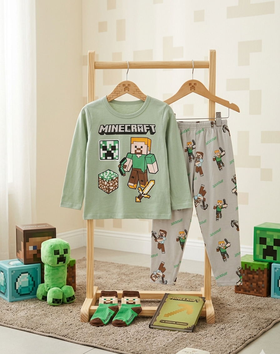 Baju Tidur 1-9 Tahun Motif Minecraft