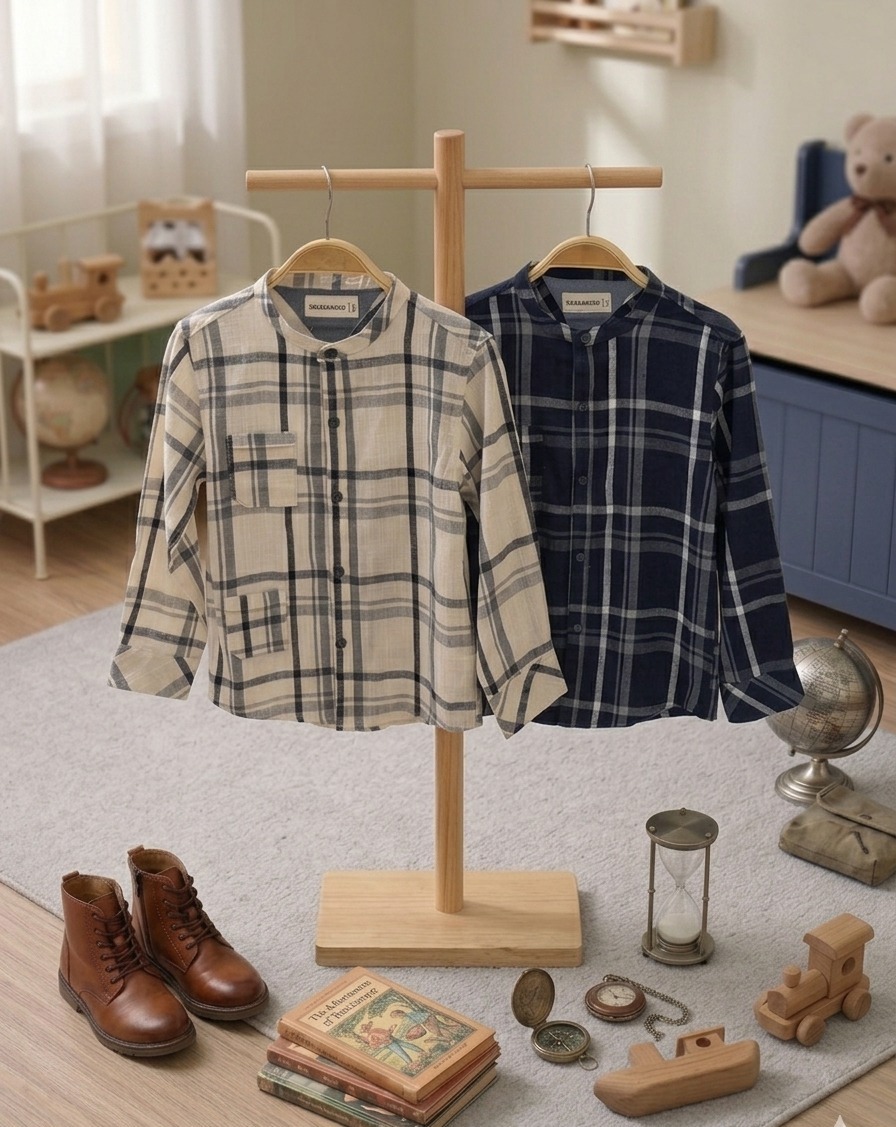 Atasan 2-7 Tahun Kemeja Plaid 2 Warna