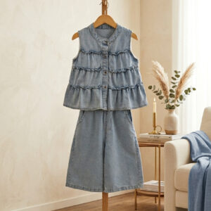 Setelan 3-7 Tahun Blouse Celana Panjang Ruffle Denim
