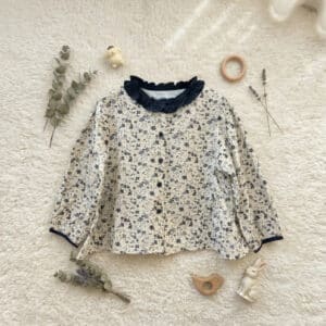 Atasan 3-8 Tahun Blouse Flower Ruffle Navy
