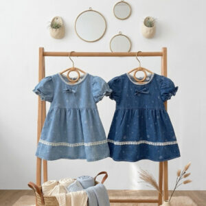 Dress 2-6 Tahun Motif Flower Print 2 Warna Denim