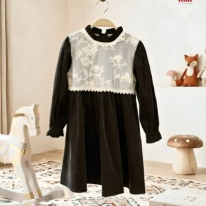 Dress 2-7 Tahun Lengan Panjang Lace Flower Black