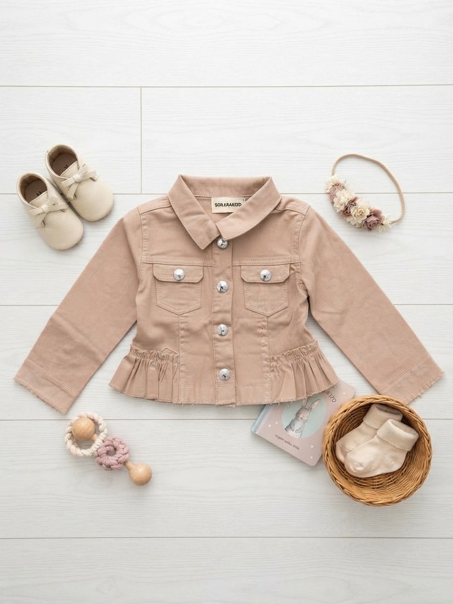 Atasan 18-36 Bulan Jaket Mayoral Ruffle Denim Cream