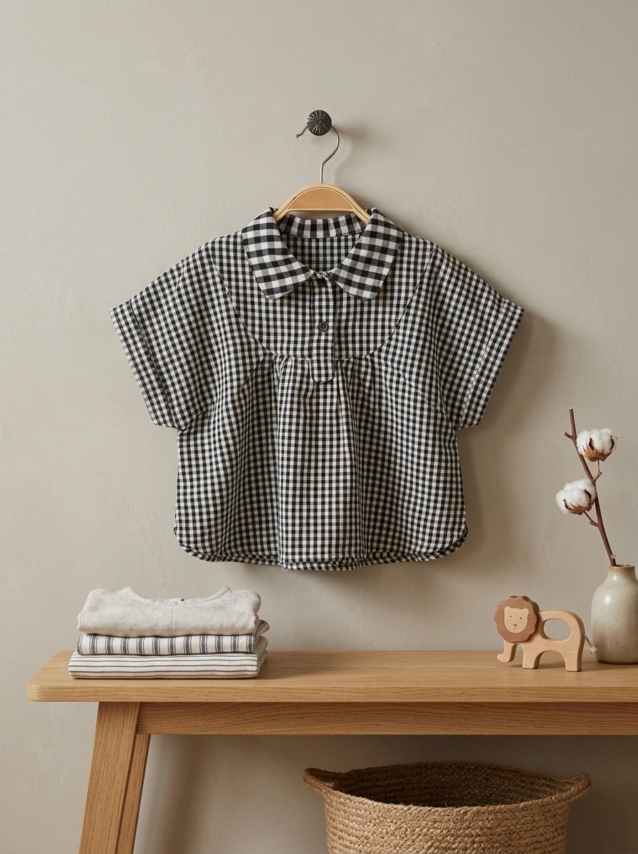 Atasan 2-6 Tahun Blouse Plaid Black White